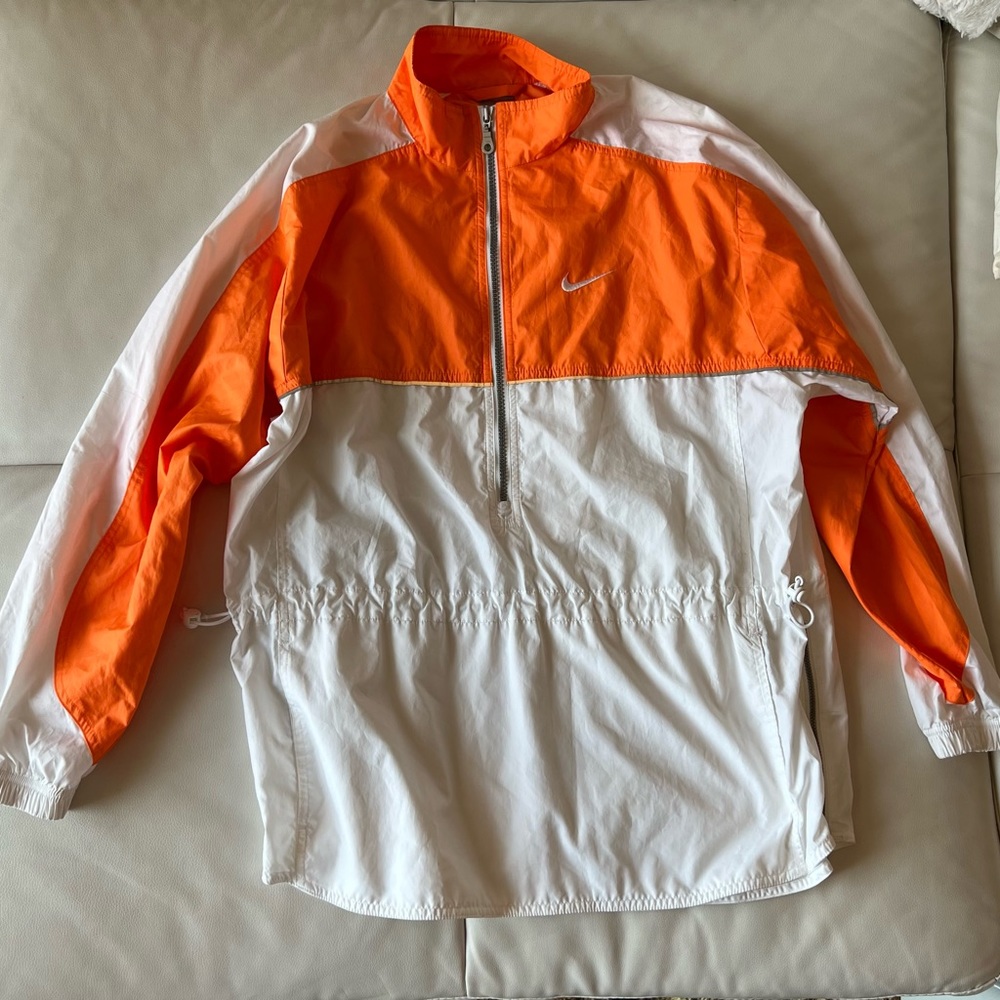 Orange and White Nike Windbreaker Jacket